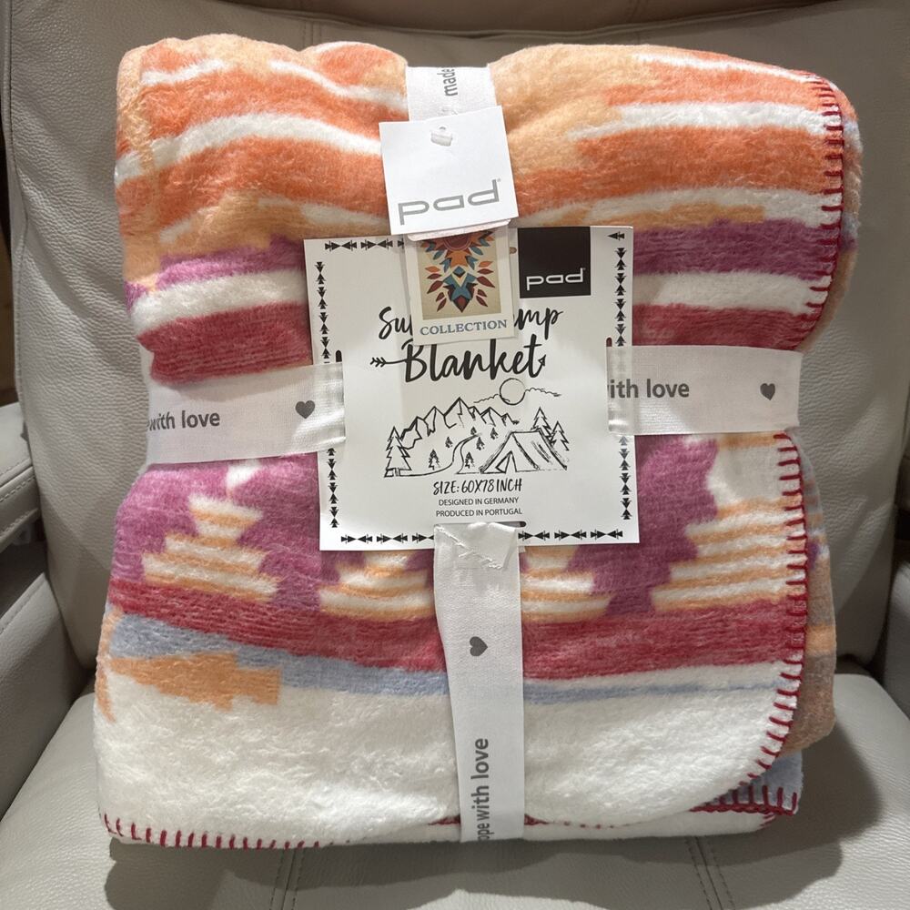 Pad Concept SOUTHWESTERN Summer Camp Blanket 60" X 78" Cotton Blend NEW Western